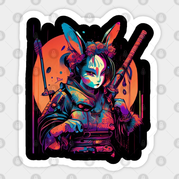 Rabbit Geisha Sticker by AI INKER